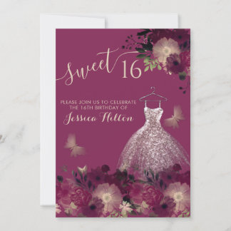 Butterfly Blumengarten 16 . Geburtstag Einladung