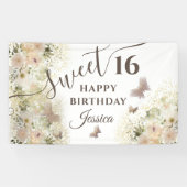 Butterfly Blumengarten 16 . Geburtstag Einladung Banner (Horizontal)