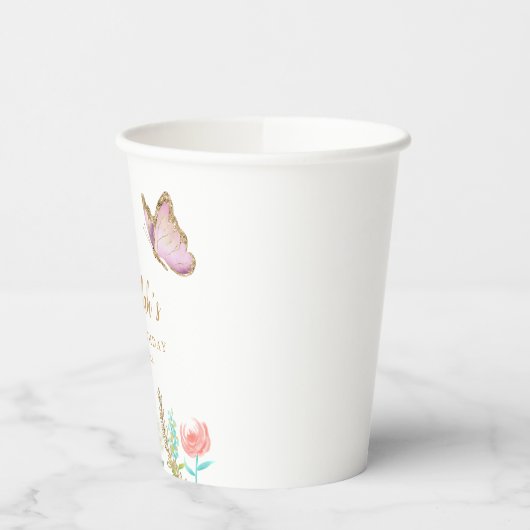Butterfly Blumengarten Geburtstagsparty Pappbecher (Links)
