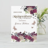Butterfly Blumengarten Quinceañera Einladung (Stehend Vorderseite)