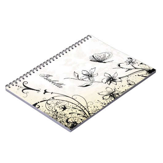 Butterfly Blumengarten Sketch Notizblock (Linke Seite)