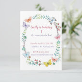Butterfly-Blumengebäck Geburtstagsparty Einladung (Stehend Vorderseite)
