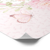 Butterfly Blush Bloom Girl Baby Shower Welcome Poster (Ecke)