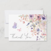 Butterfly Blush Pink Lila Wildblume Dankeskarte (Vorderseite)