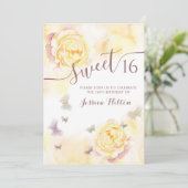 Butterfly-Blütenpegel 16 . Geburtstag Einladung (Stehend Vorderseite)