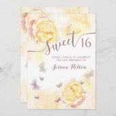 Butterfly-Blütenpegel 16 . Geburtstag Einladung (Vorne/Hinten)
