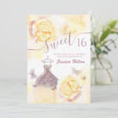 Butterfly-Blütenpegel 16 . Geburtstag Einladung (Stehend Vorderseite)