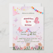 Butterfly Blütenpink und niedlich 6. Geburtstag Einladung (Vorderseite)