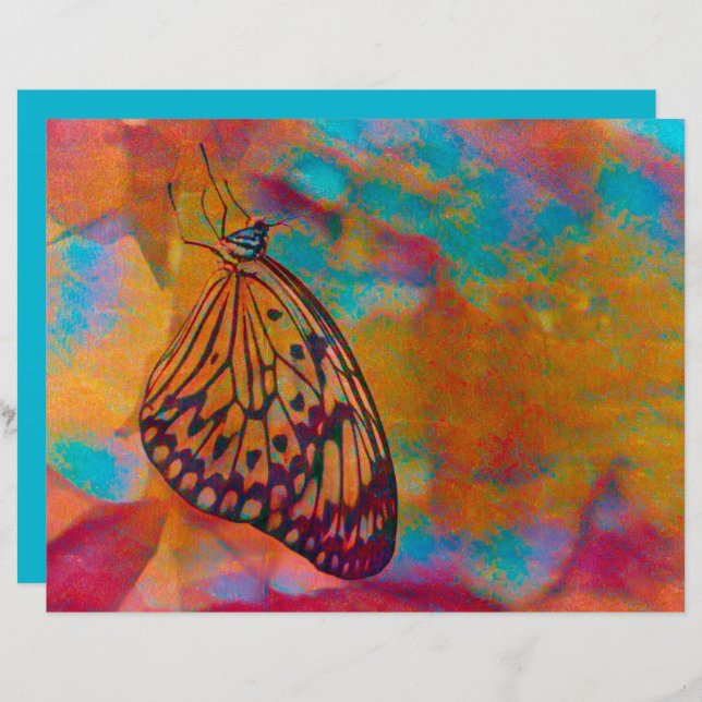 Butterfly Bohemisch Blue Orange Hippie Decoupage (Vorne/Hinten)
