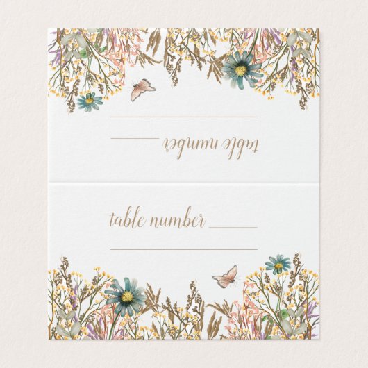 Butterfly Boho Foliage Tischnummer (Außenseite Aufgefaltet)