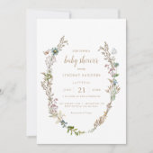 Butterfly Boho Foliage Wreath Baby Dusche Invitati Einladung (Vorderseite)
