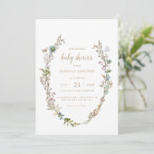 Butterfly Boho Foliage Wreath Baby Dusche Invitati Einladung (Stehend Vorderseite)