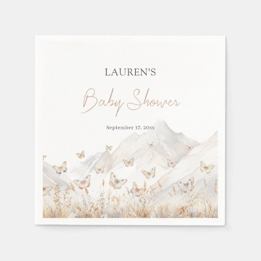 Butterfly Boho Wildblume Babydusche Serviette (Vorderseite)