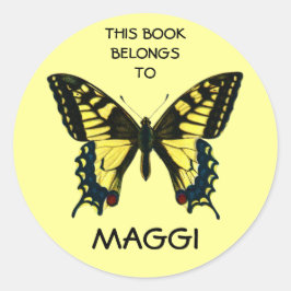 Butterfly Book Labels Runder Aufkleber