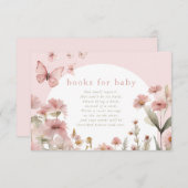 Butterfly Books für Baby-Rosa-Wildblumen Begleitkarte (Vorne/Hinten)