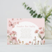 Butterfly Books für Baby-Rosa-Wildblumen Begleitkarte (Stehend Vorderseite)