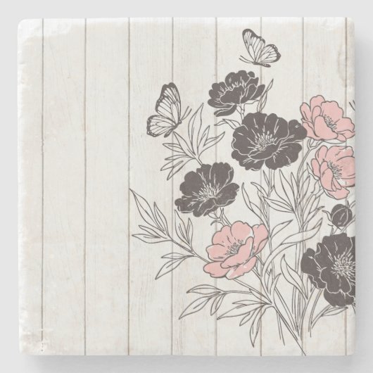 Butterfly Bouquet Steinuntersetzer (Vorderseite)