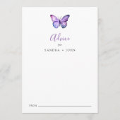 Butterfly Brautparty Advice Wedding Wünsche Hinweiskarte (Vorderseite)