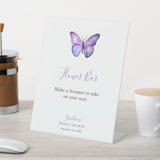 Butterfly Brautparty Blume Bar Bouquet Sockelschild (In SItu)