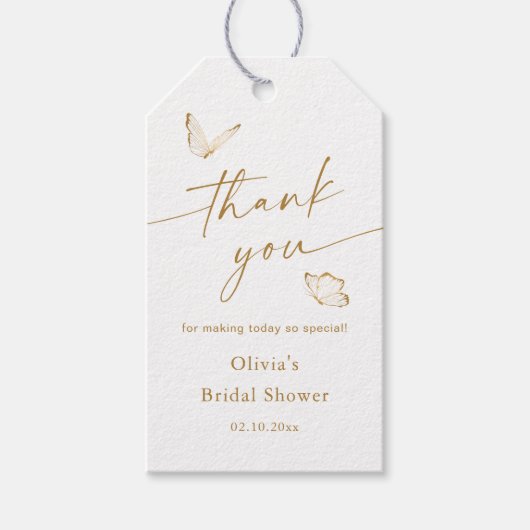 Butterfly Brautparty Danke, dass Sie dafür sind Geschenkanhänger (Vorderseite)