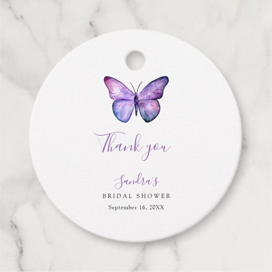 Butterfly Brautparty Elegant Danke, Script Geschenkanhänger (Vorderseite)