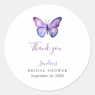 Butterfly Brautparty Elegant Danke, Script Runder Aufkleber