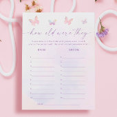 Butterfly Brautparty Guess Age Game Card Einladung