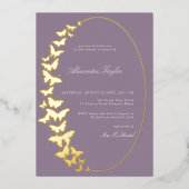 Butterfly Brautparty Lavender Elegante Boho Gold Folieneinladung (Vorderseite)