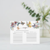 Butterfly | Brautparty-Rezept-Karte Einladung (Stehend Vorderseite)