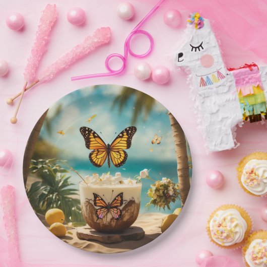 "Butterfly Breezes: Embrace Summer's Lightness" Pappteller (Party)