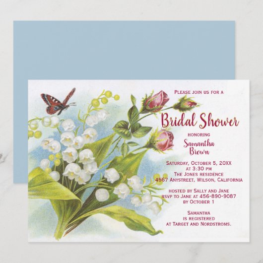Butterfly Bridal Dusche Einladung (Vorne/Hinten)