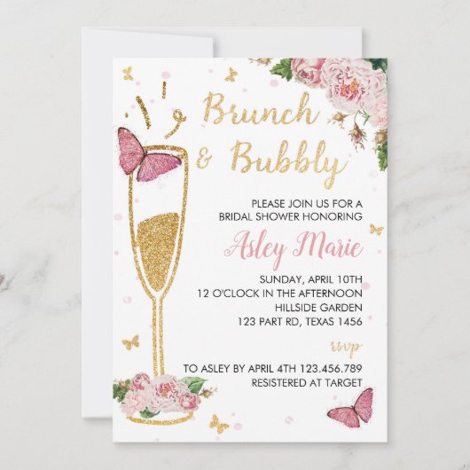 Butterfly Bridal Dusche Einladung Garten Party (Vorderseite)