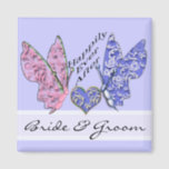 Butterfly Bridge & Groom Wedding Magnet<br><div class="desc">Whimsical Butterfly Weddings > Vintag Paisley Peacock Colors or Fuchsia and Limon Paisley Wedding Einladung - Paisley Peacock Colors Wedding Einladungen, UAWG, Save the Date und Direction or Empfang Cards. UAWG und Platzkarten für Vintage Vogelhochzeiten und Besondere Anlässe Vintage Vogelhochzeiten -Vintage Vogelhühner, die passende Aufkleber und Beilagen enthalten -siehe weitere...</div>