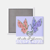 Butterfly Bridge & Groom Wedding Magnet (Vorderseite/Rückseite)