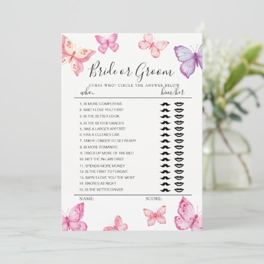 Butterfly Bridge oder Groom Spiel vollständig edit Einladung (Stehend Vorderseite)