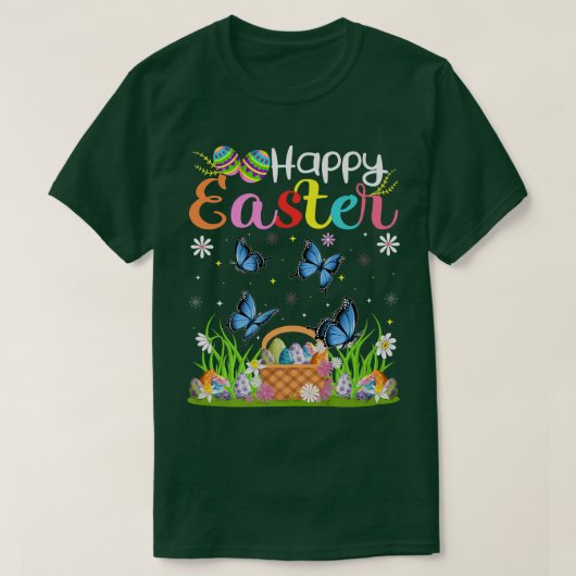 Butterfly Bunny Egg Jagd Funny Butterfly Happy T-Shirt (Design vorne)