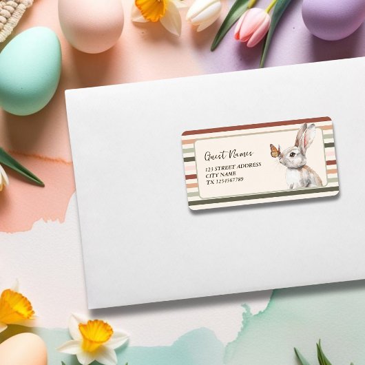 Butterfly Bunny Pastell Minimalistisch Ostern Adressaufkleber