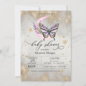 Butterfly Celestial Moon Stars Babydusche Einladung (Vorderseite)