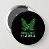 Butterfly Cerebral Palsy Awareness Green Ribbon Button (Vorne & Hinten)
