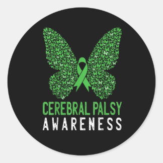 Butterfly Cerebral Palsy Awareness Green Ribbon Runder Aufkleber