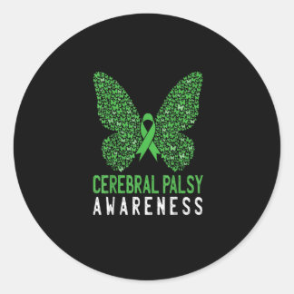 Butterfly Cerebral Palsy Awareness Green Ribbon Runder Aufkleber