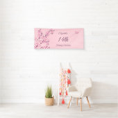 Butterfly Cheroms Blüten Rosa Glitzer Geburtstag Banner (Insitu)