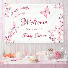 Butterfly Cherry Blossom Babydusche Willkommen Banner
