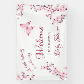 Butterfly Cherry Blossom Babydusche Willkommen Banner (Vertikal)