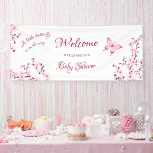 Butterfly Cherry Blossom Babydusche Willkommen Banner