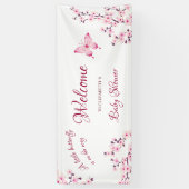 Butterfly Cherry Blossom Babydusche Willkommen Banner (Vertikal)