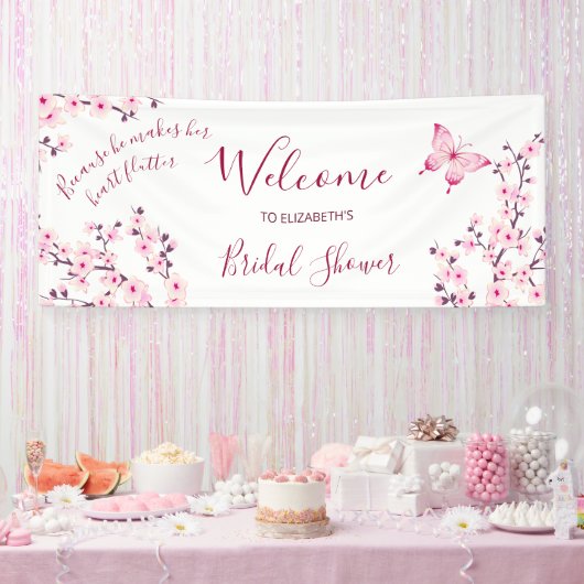 Butterfly Cherry Blossom Brautparty Willkommen Banner (Party)