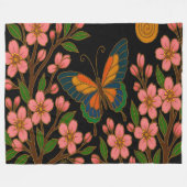 Butterfly Cherry Blossom Moon Fleecedecke (Vorderseite (Horizontal))