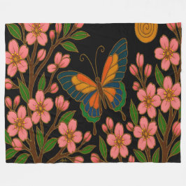 Butterfly Cherry Blossom Moon Fleecedecke