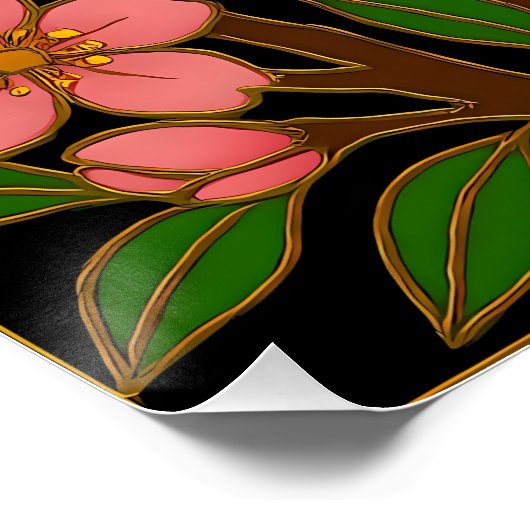 Butterfly Cherry Blossom Moon Poster (Ecke)